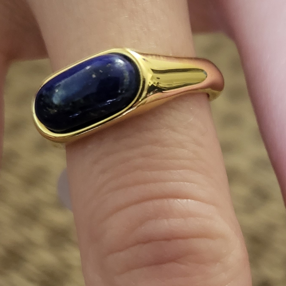 Price Drppped Tiger Lapis Stone 18k GOLD PLATED STAINLESS STEEL waterproof.